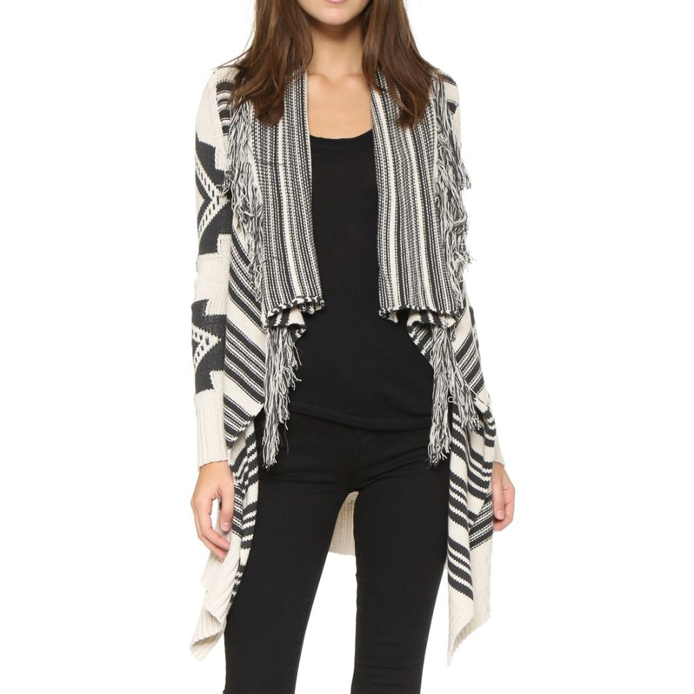 Pj Salvage Women's Gray Fringe Cardigan XS